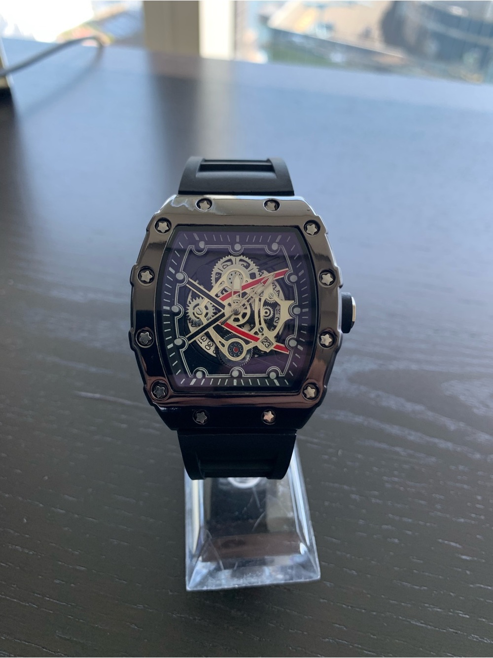 Black Skeleton Dial Sports Watch - RM style
